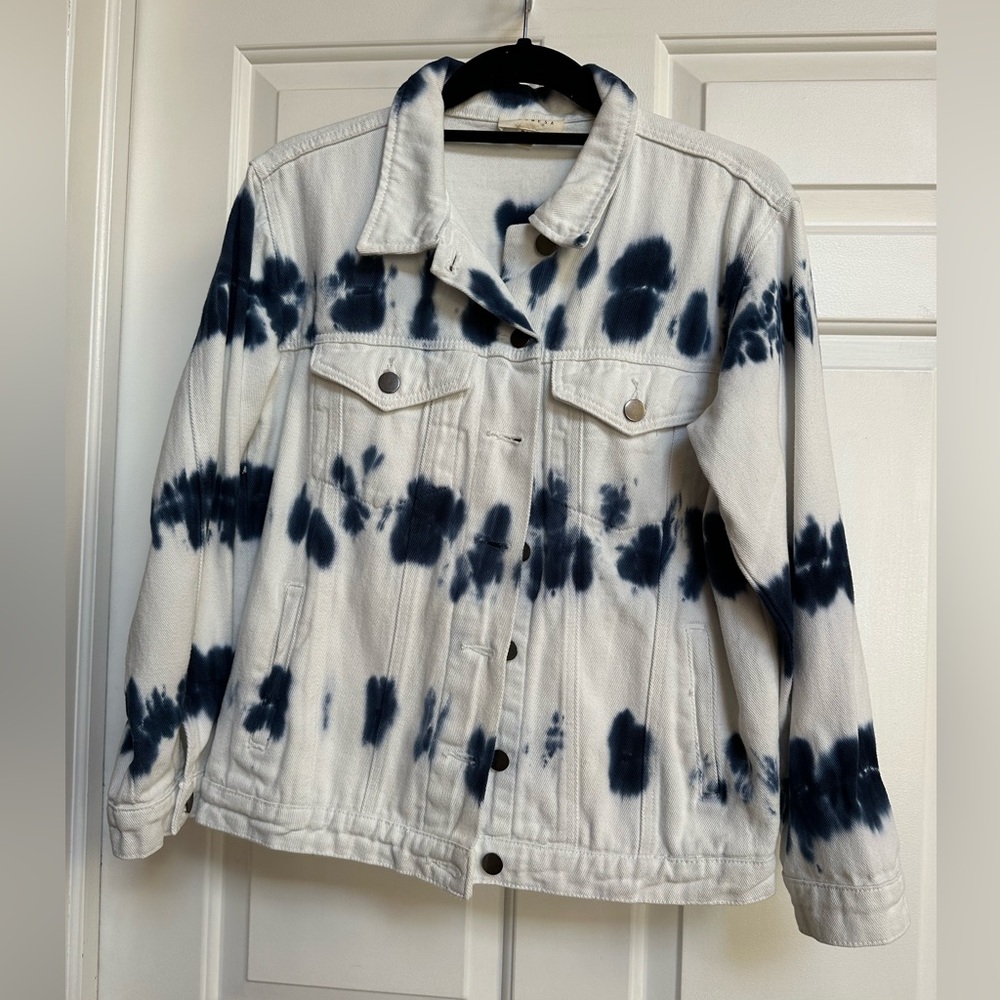 Promesa Blue and White Tie-Dye Jean Jacket - Size S